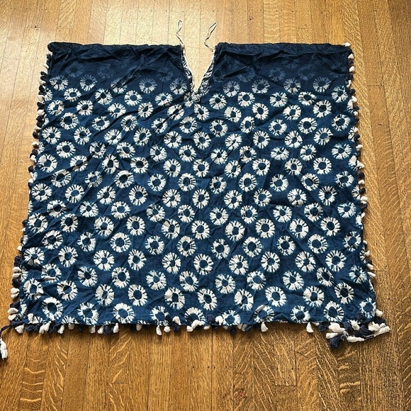 Lovestitch Blue & White Cotton Swim Coverup with Tassels – One Size - Picture 8 of 8